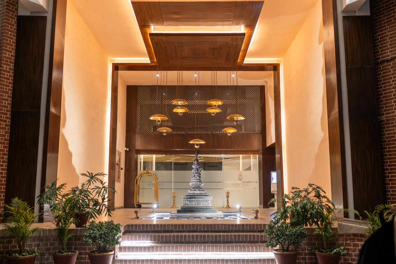 Main entrance at night